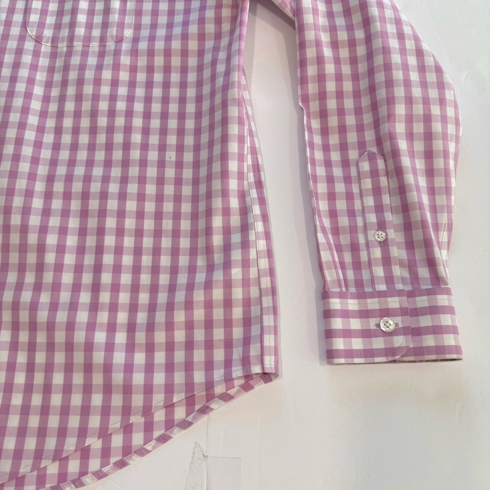 LL Bean Gingham Long Sleeve Wrinkle Free Pinpoint Oxford Button Shirt LARGE - Picture 6 of 10